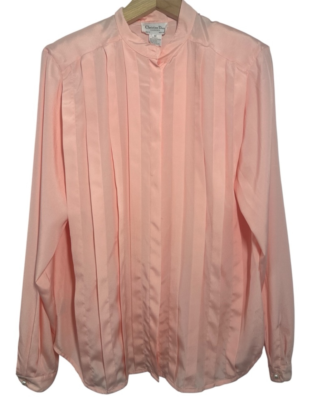 Christian Dior Vintage Pink Secretary Pleated Blouse